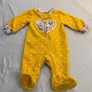 Carter's - Floral Newborn Fleece Onesie Sleeper - Yellow and Multicolor